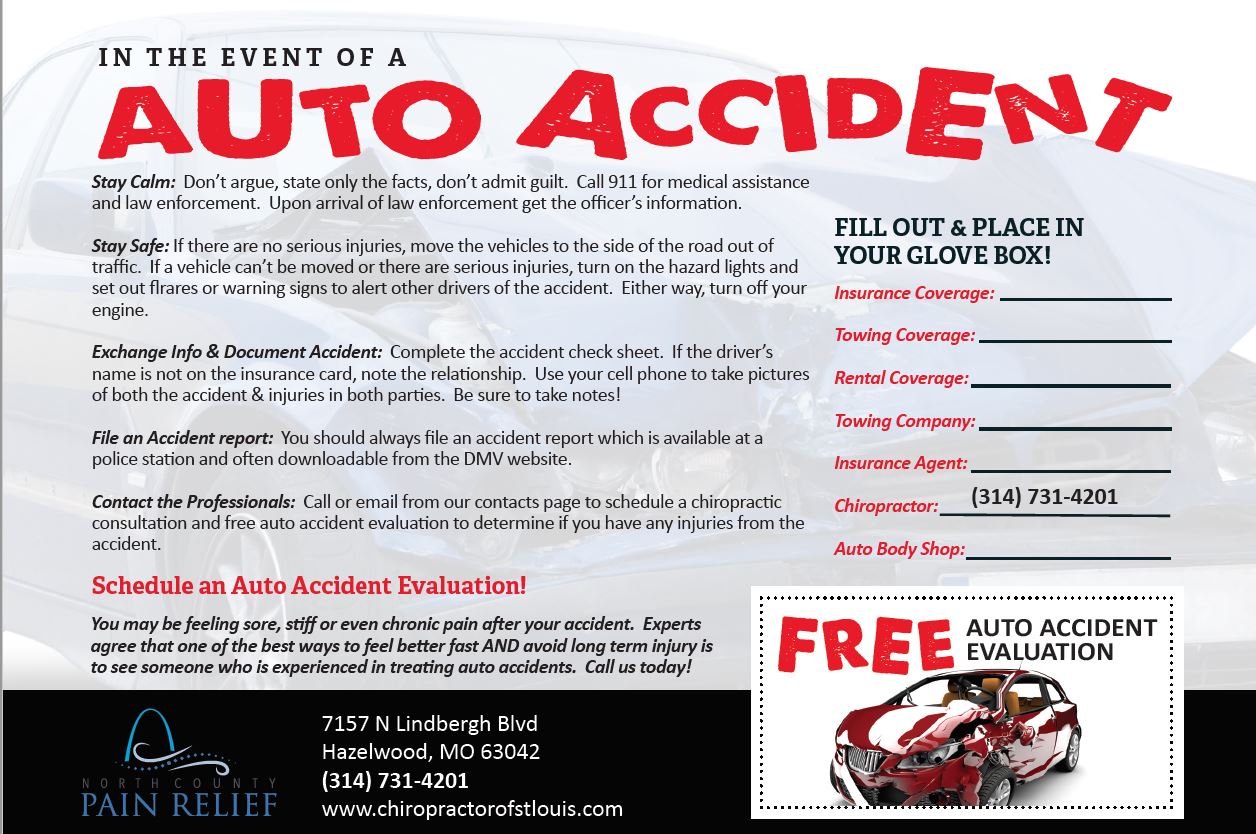 Auto Accident Card Hazelwood/Florissant Chiropractor North County